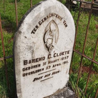 CLOETE Barend C. 1897-1911