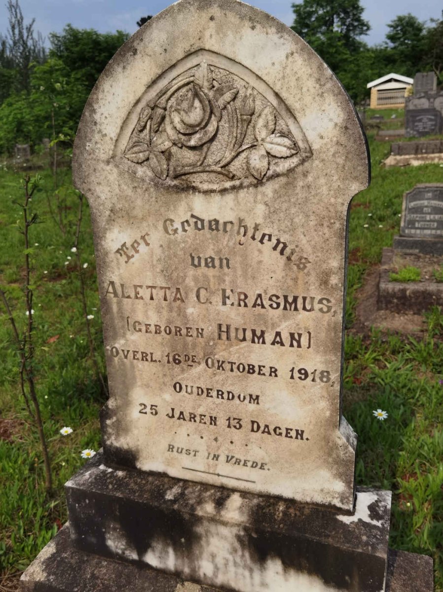 ERASMUS Aletta C. nee HUMAN -1918