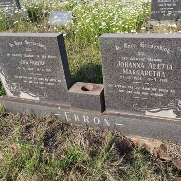 EKRON Jan Noome 1904-1971 &amp; Johanna Aletta Margaretha 1906-1991