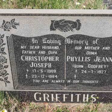 GRIFFITHS Christopher Joseph 1909-1984 &amp; Phyllis Jeanne GODFREY 1927-