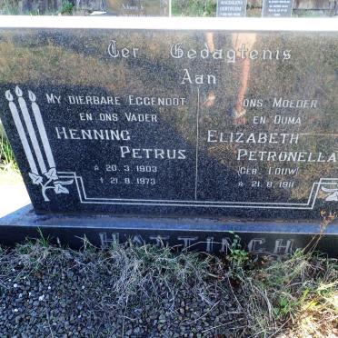 HATTINGH Henning Petrus 1903-1973 &amp; Elizabeth Petronella LOUW 1911-