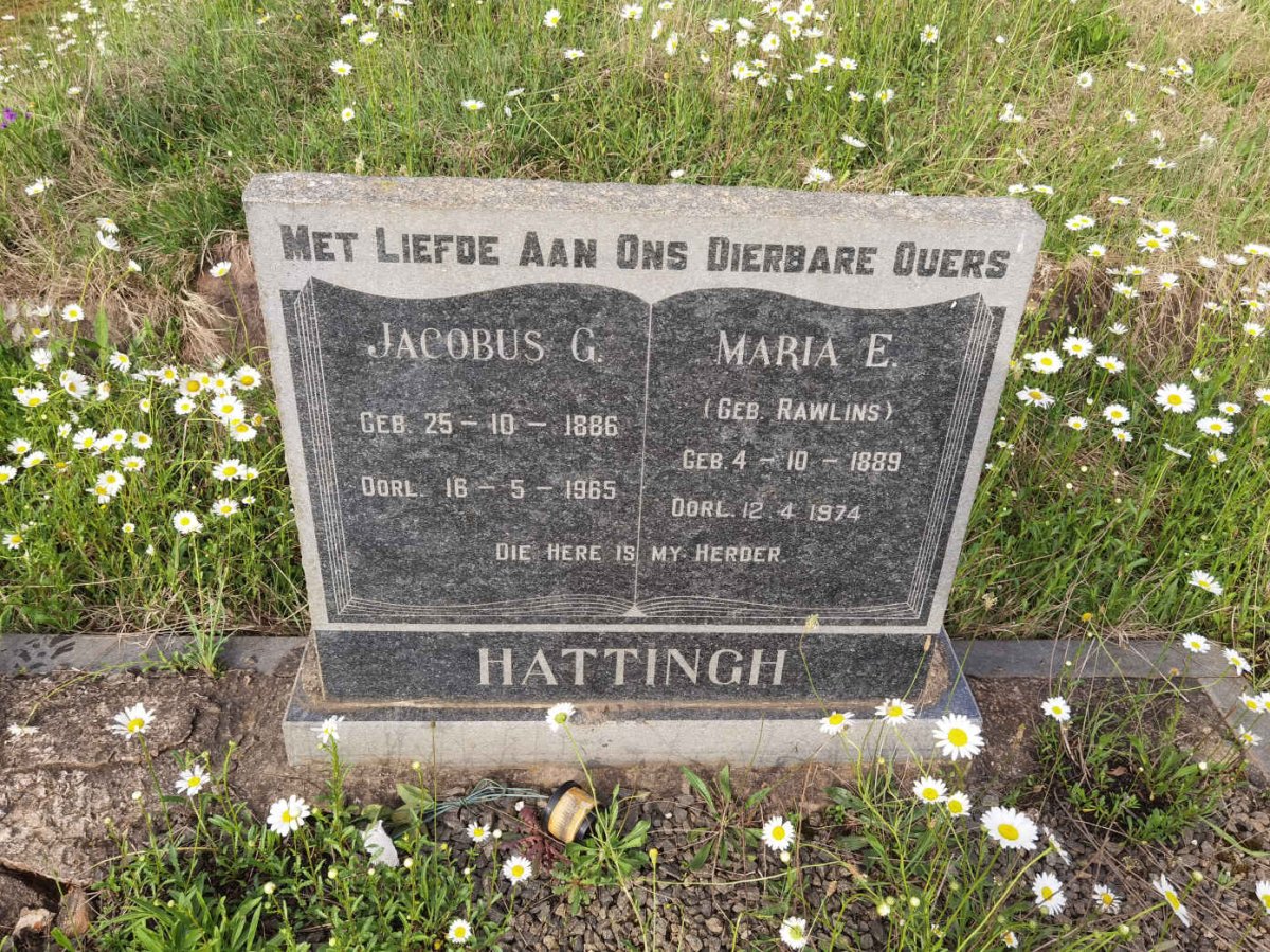 HATTINGH Jacobus G. 1886-1965 &amp; Marie E. RAWLINS 1889-1974