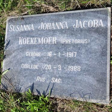 KOEKEMOER Susanna Johanna Jacoba nee PRETORIUS 1917-1988