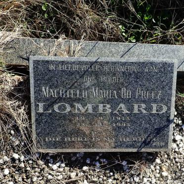 LOMBARD Machteld Maria nee DU PREEZ 1915-1995