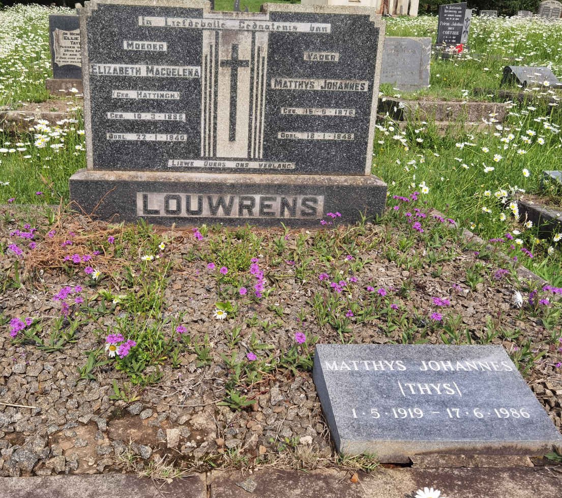 LOUWRENS Matthys Johannes 1876-1948 &amp; Elizabeth Magdelena HATTINGH 1885-1940