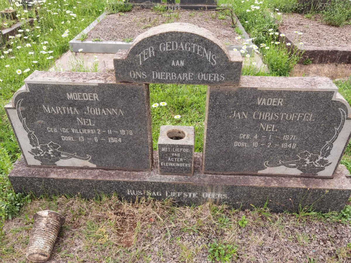 NEL Jan Christoffel 1871-1948 &amp; Martha Johanna DE VILLIERS 1878-1964