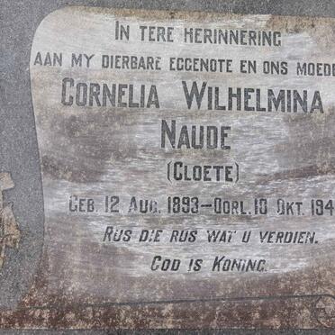 NAUDE Cornelia Wilhelmina nee CLOETE 1893-1945