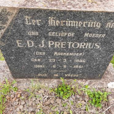 PRETORIUS E.D.J. nee KOEKEMOER 1886-1951