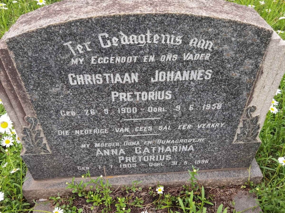 PRETORIUS Christiaan Johannes 1900-1958 &amp; Anna Catharina 1903-1996