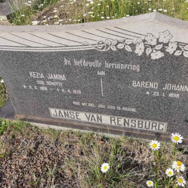 RENSBURG Barend Johannes, Janse van 1898- &amp; Kezia Jamina SCHUTTE 1898-1970