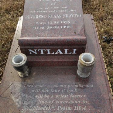 NTLALI Klaas Nkayoyo 1925-1992