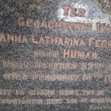 FERRIERA Anna Catharina nee HUMAN 1840-1910