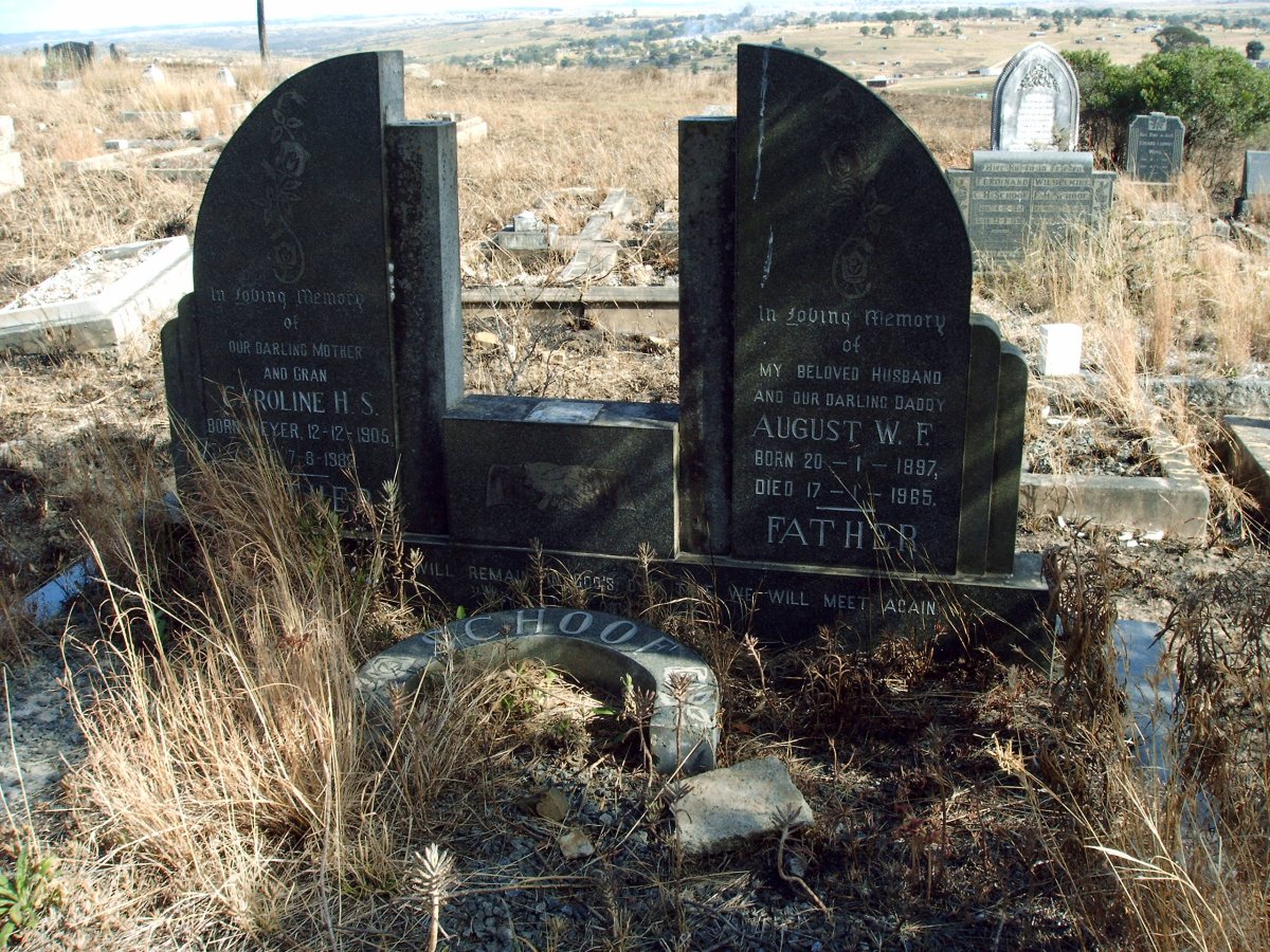 SCHOOF August W.F. 1897-1965 & Caroline H.S. WEYER 1905-198?