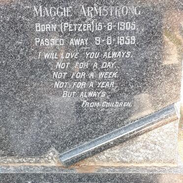 ARMSTRONG Maggie nee PETZER 1905-1959