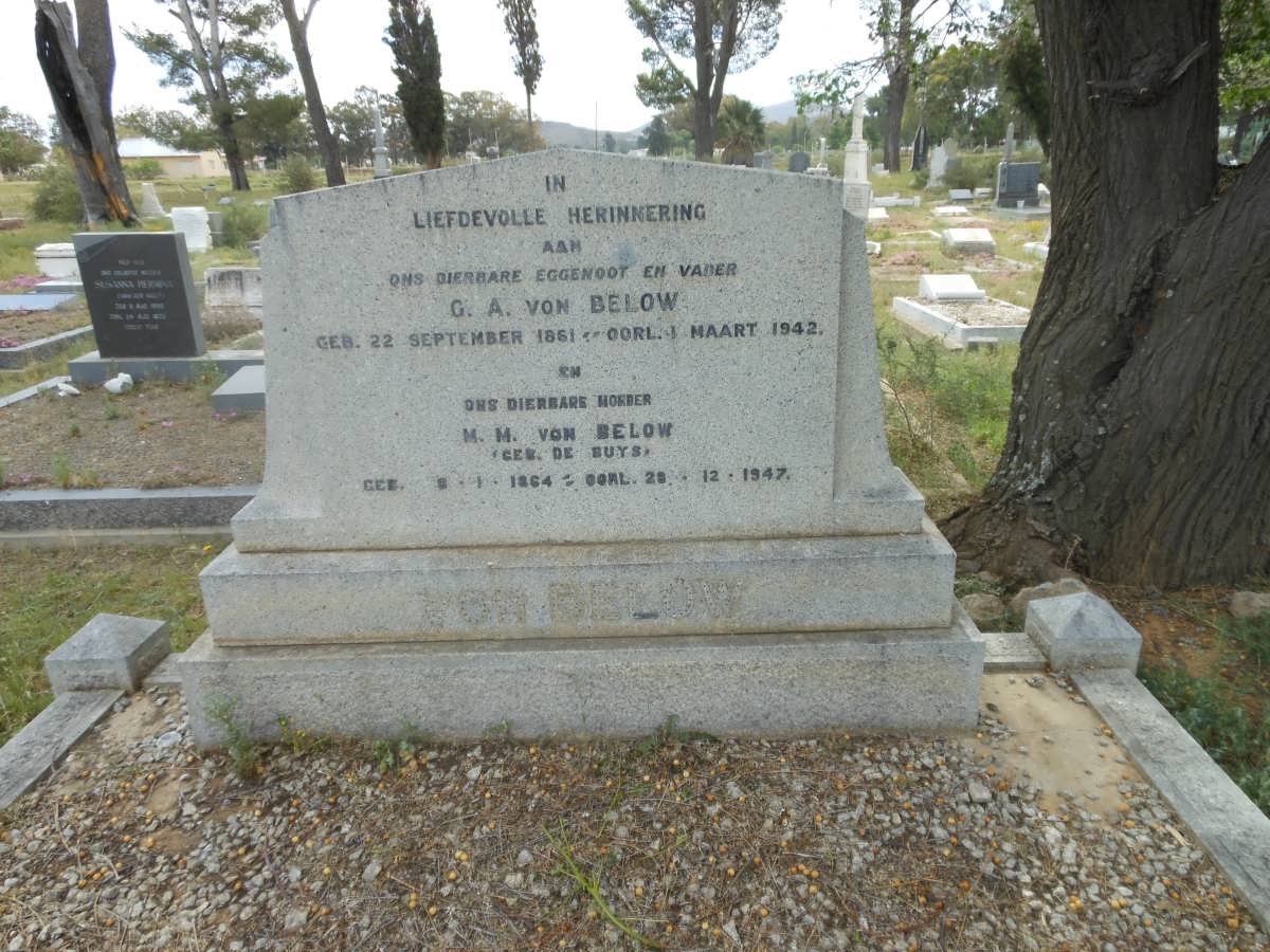 BELOW G.A., von 1861-1942 &amp; M.M. DE BUYS 1864-1947