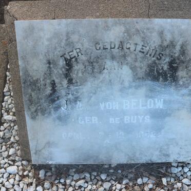 BELOW J.A., nee DE BUYS -1942