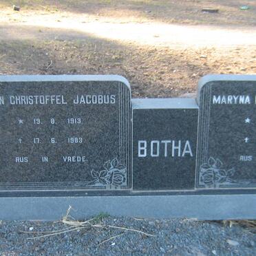 BOTHA Simon Christoffel Jacobus 1913-1983 &amp; Maryna Elizabeth VAN DYK 1907-2002