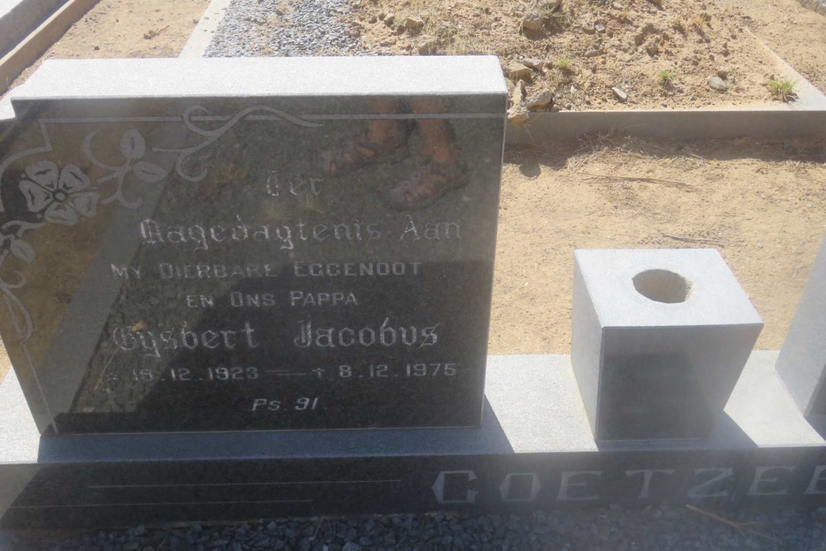 COETZEE Gysbert Jacobus 1923-1975 &amp; Sophia Hendrina REYNECKE 1928-2019