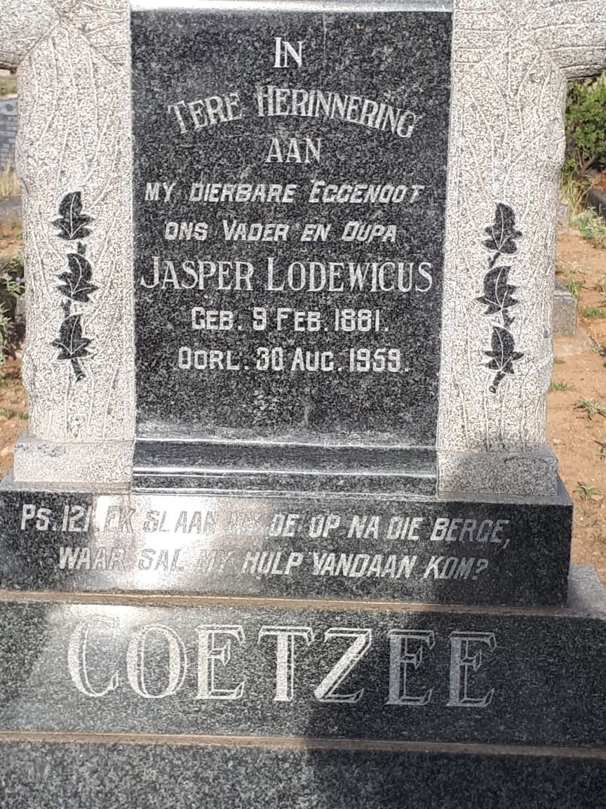 COETZEE Jasper Lodewicus 1881-1959