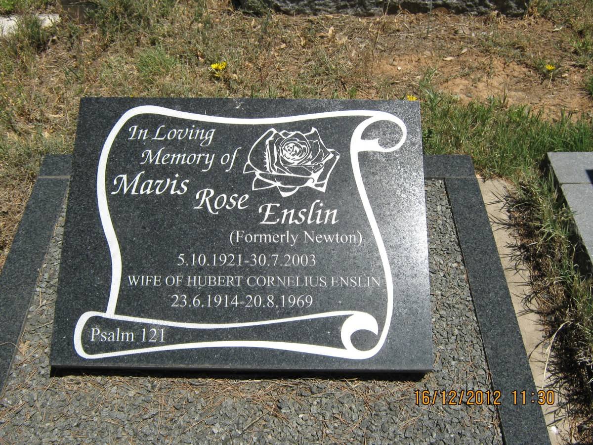 ENSLIN Hubert Cornelius 1914-1969 &amp; Mavis Rose NEWTON 1921-2003