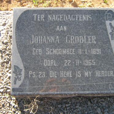 GROBLER Johanna nee SCHOOMBEE 1891-1965