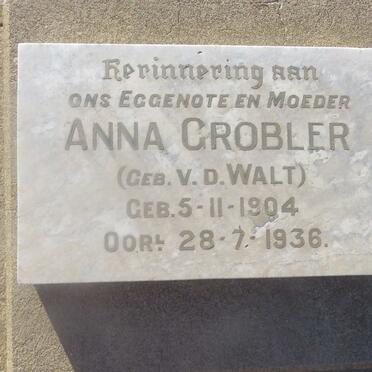 GROBLER Anna nee v.d. WALT 1904-1936