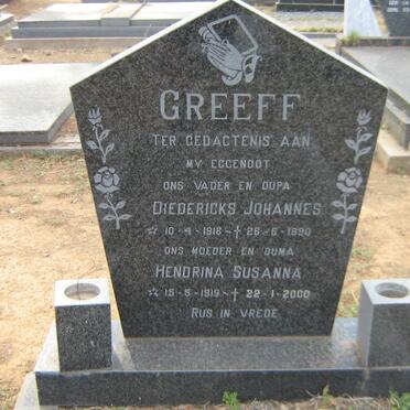 GREEFF Diedericks Johannes 1918-1990 &amp; Hendrina Susanna 1919-2000