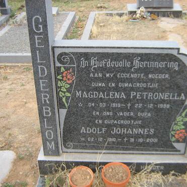 GELDERBLOM Adolf Johannes 1910-2001 &amp; Magdalena Petronella 1919-1998