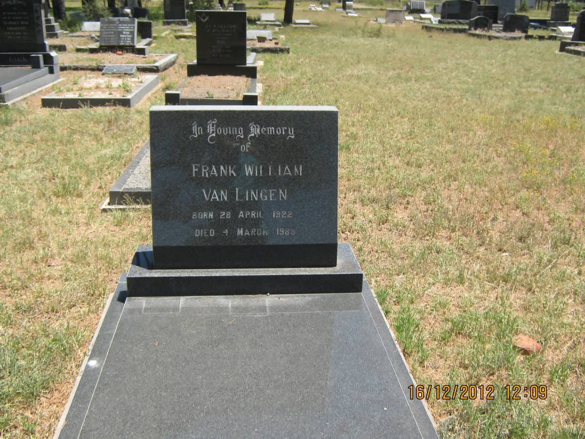 LINGEN Frank William, van 1922-1985