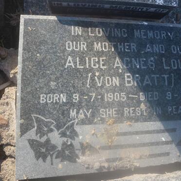 LOUW Alice Agnes nee VON BRATT 1905-1992
