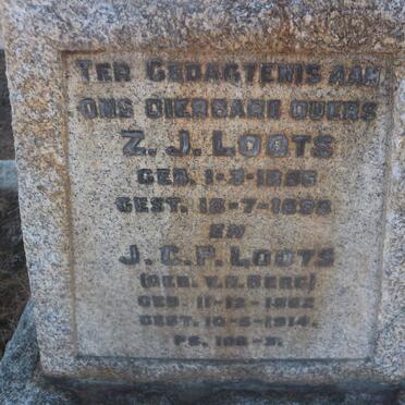 LOOTS Z.J. 1856-1898 &amp;  J.C.P. V.D. BERG 1862-1914