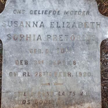 PRETORIUS Susanna Elizabeth Sophia nee DU TOIT 1865-1920