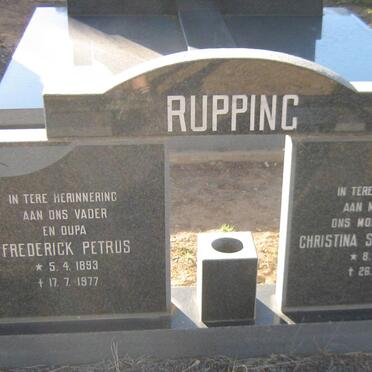 RUPPING Frederick Petrus 1893-1977 &amp; Christina Susanna Maria 1896-1976
