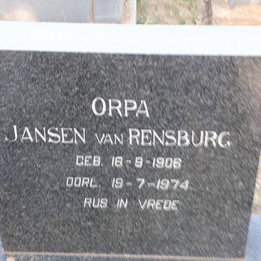 RENSBURG Orpa, Jansen van 1906-1974