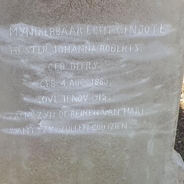 ROBERTS Hester Johanna nee DEFRY 1880-1915