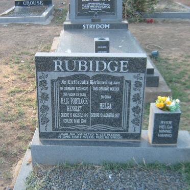 RUBIDGE Haig Portlock Hensley 1917-2004 &amp; Helga 1927-