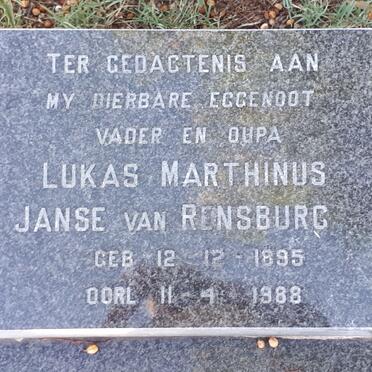 RENSBURG Lukas Marthinus, Janse van 1895-1988