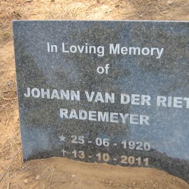 RADEMEYER Johann van der Riet 1920-2011