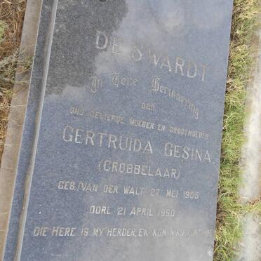 SWARDT Gertruida Gesina, de previously GROBBELAAR nee VAN DER WALT 1905-1990 