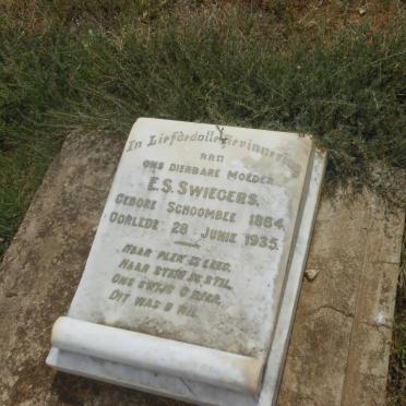 SWIEGERS E.S. nee SCHOOMBEE 1864-1935