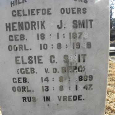 SMIT Hendrik J. 1876-1949 &amp; Elsie C. V.D. BERG 1869-1947