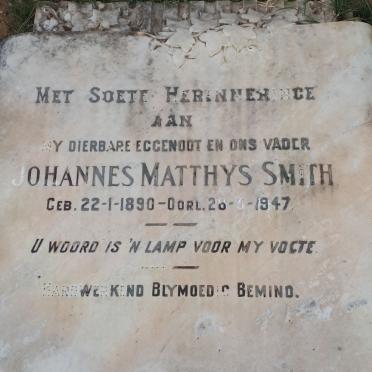 SMITH Johannes Matthys 1890-1947