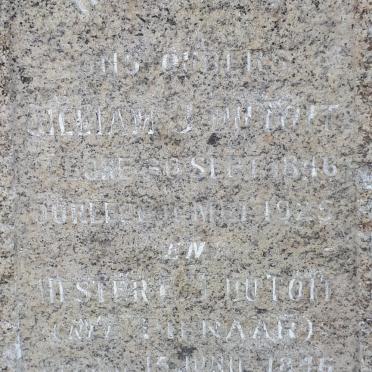 TOIT Gilliam J., du 1846-1925 &amp; Hester E.J. PIENAAR 1846-1925