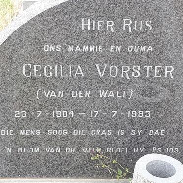 VORSTER Cecilia nee VAN DER WALT 1904-1983