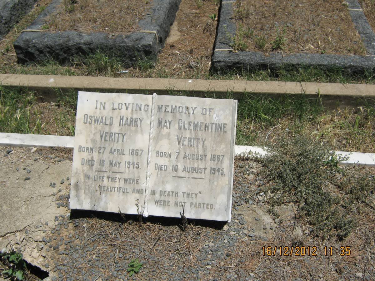 VERITY Oswald Harry 1867-1945 &amp; May Clementine 1887-1945