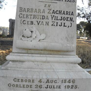 VILJOEN Gerrit van Niekerk 1847-1925 &amp; Barbara Zacharia Gertruida VAN ZIJL 1846-1925 