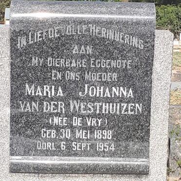 WESTHUIZEN Maria Johanna, van der nee DE VRY 1898-1954