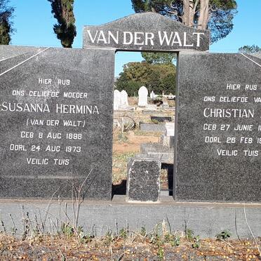 WALT Christian J.S., van der 1893-1941 &amp; Susanna Hermina VAN DER WALT 1898-1973