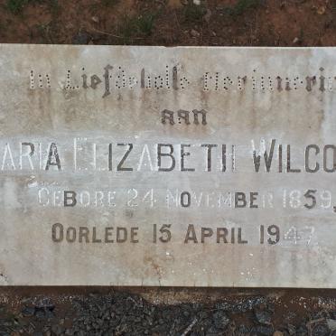WILCOCKS Maria Elizabeth 1859-1947