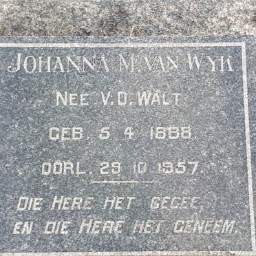 WYK Johanna M. , van nee V.D. WALT 1888-1957